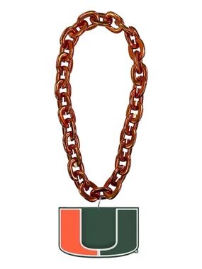 Miami Hurricanes Fan Chain  U Logo Chunky Chain Necklace - Orange & Green
